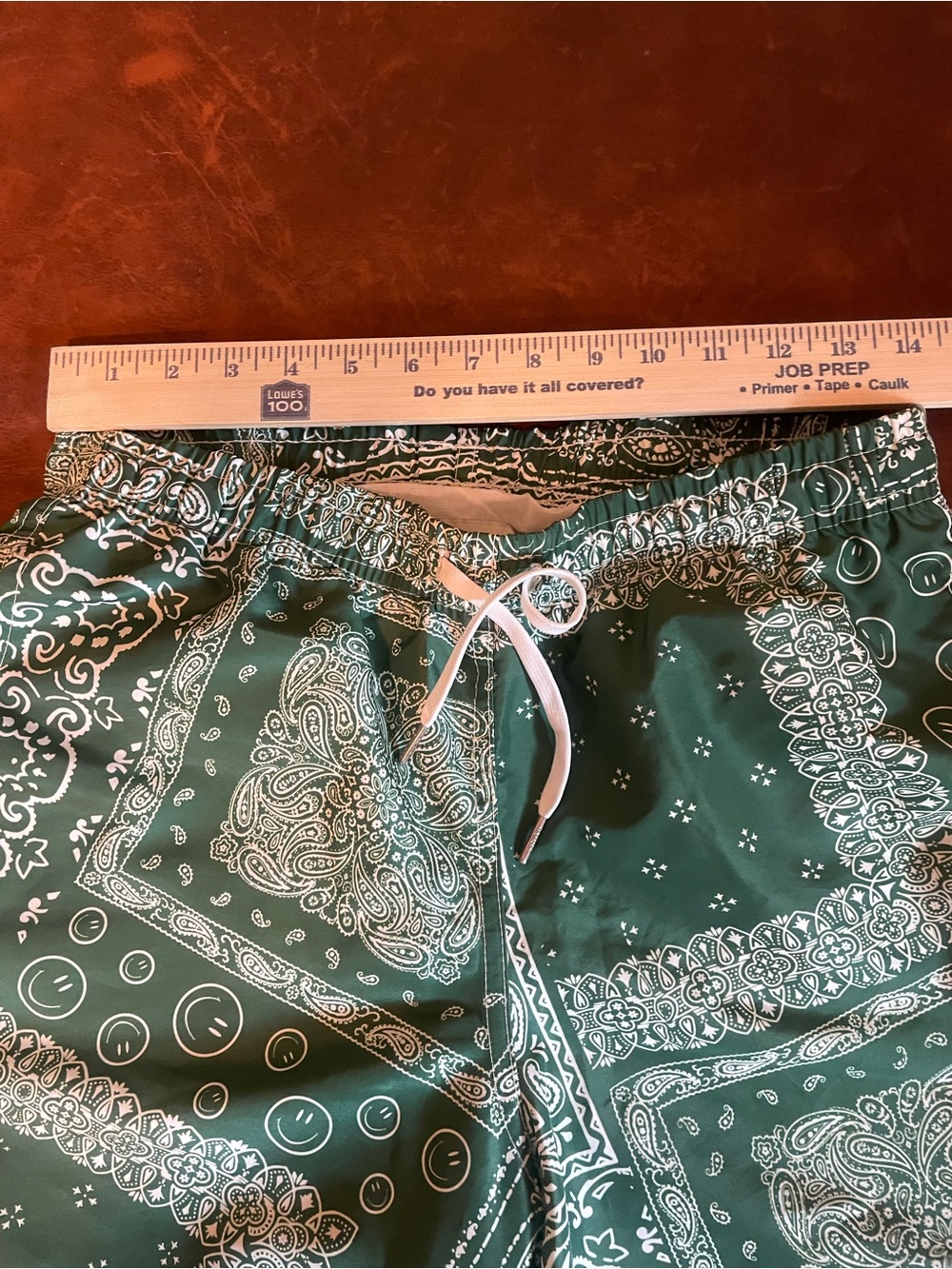 Bather small Men's Green Bandana Print Swim Trunks with Drawstring - Picture 7 of 8